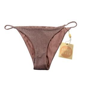 Nookie Beach String Bikini Bottom Pink Lurex Medium